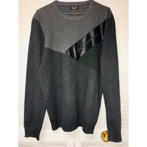 Men's Sweater Zipper Pocket Faux Leather Accents